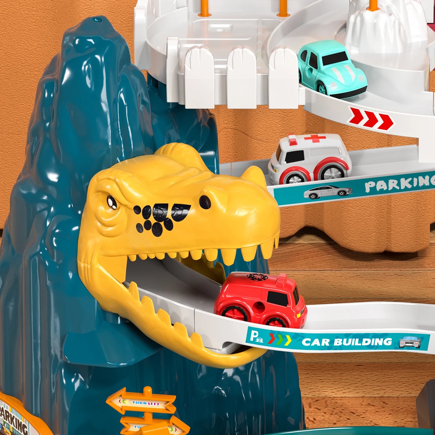 Boys Dinosaur Race Track Playset - Dinosaur Rolling Hill Car Track Cars Ramp Track Toys Toys Mountain Track, Mini Cars For Kids