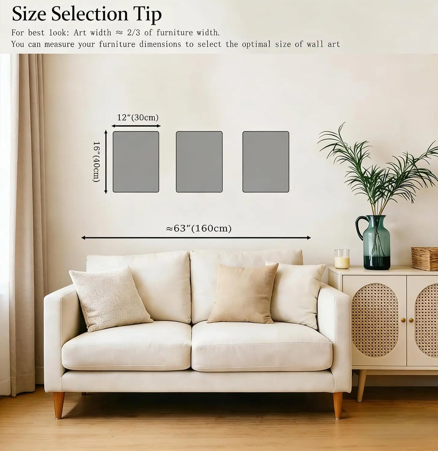 Framed Boho Canvas Wall Art Mid Century Modern Prints Set of 3 Neutral Geometric Line Leaf Paintings Decor Minimalist Abstract Pictures Bedroom Living Room Bathroom