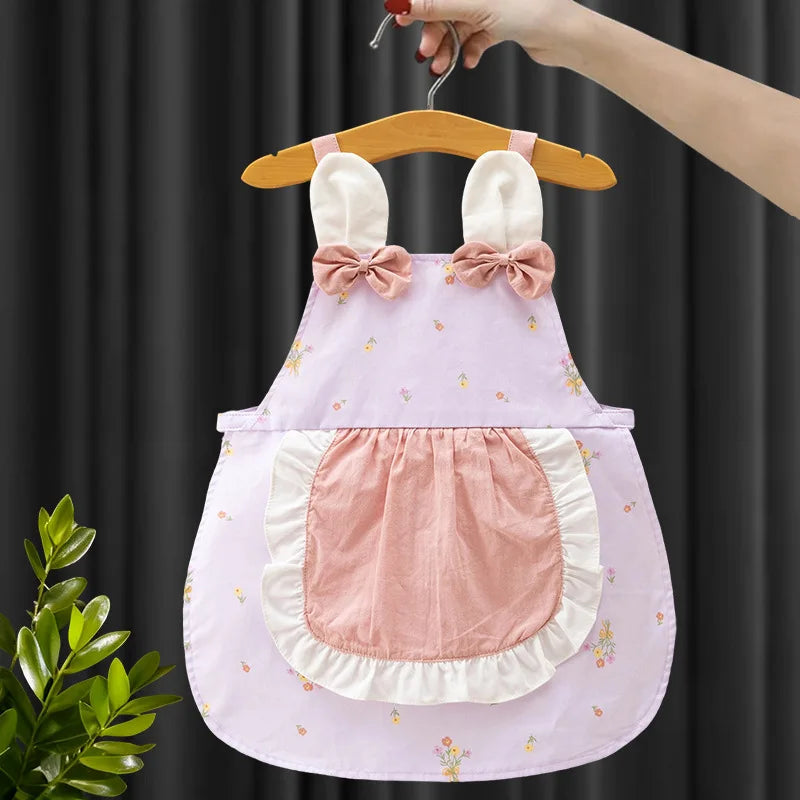 Baby Girl Smock Children Princess Skirt Girl Apron Waterproof Protective  Summer Foreign Style Baby Anti-dirty Bib Rice Pocket