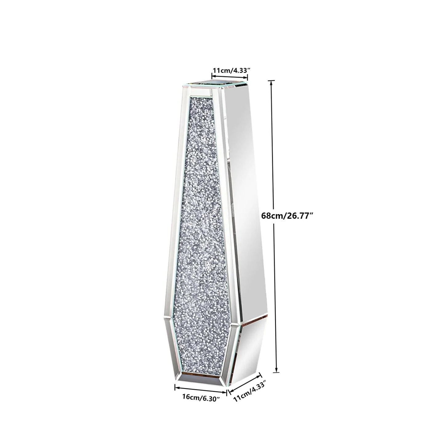 Various Styles Floor Crushed Diamond Mirrored Vase Large Silver Mirror Tall Vases Glass Vases Home Decor for Living Room Bedroom