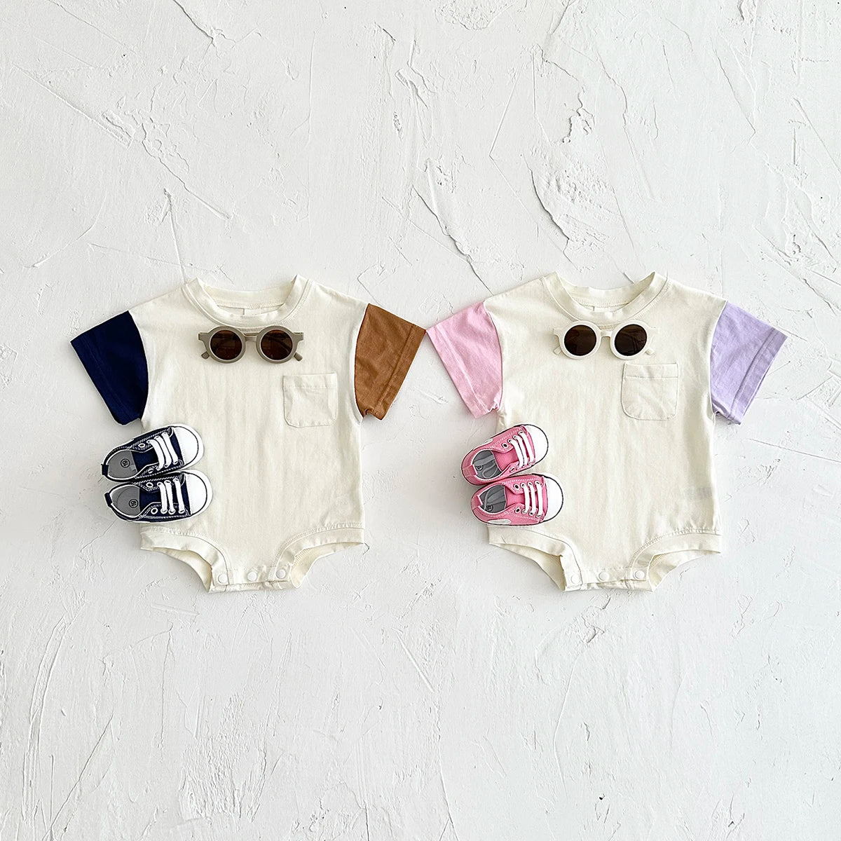 Summer Baby Clothes Romper Short Sleeved Triangle Bodysuit Cotton Kids Clothing Newborn Boys Girls Pocket Jumpsuit 0-18M