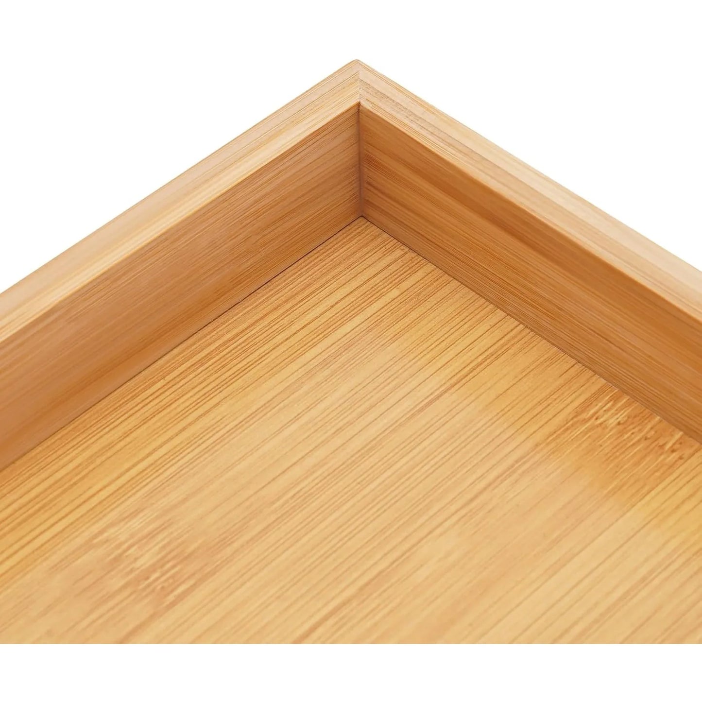 4 Pack Bamboo Serving Trays With Handles Rectangular Wooden Platters Multi-purpose Breakfast Tea Snack Tray For Kitchen Living Room Indoor Outdoor Use
