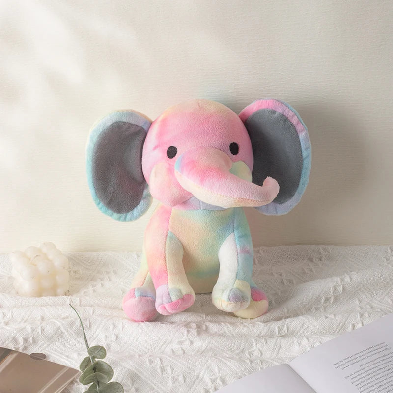 25cm/9.84in Soft Elephant Plush Stuffed Animal - Cute Fluffy Colorful Plush Toy (Multiple Colors: Pink/Blue/Purple/Rainbow) - Id