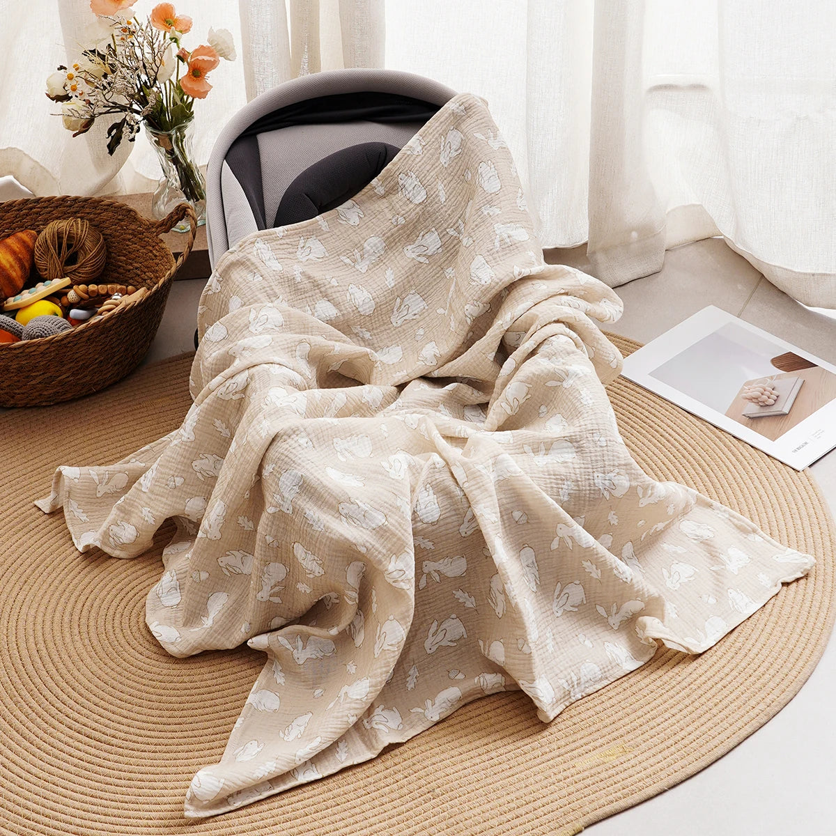 All Season New Arrival 100% Cotton Baby Muslin Swaddle Blanket Newborn Bath Towel Cute Infant Quilt Size 100x100cm