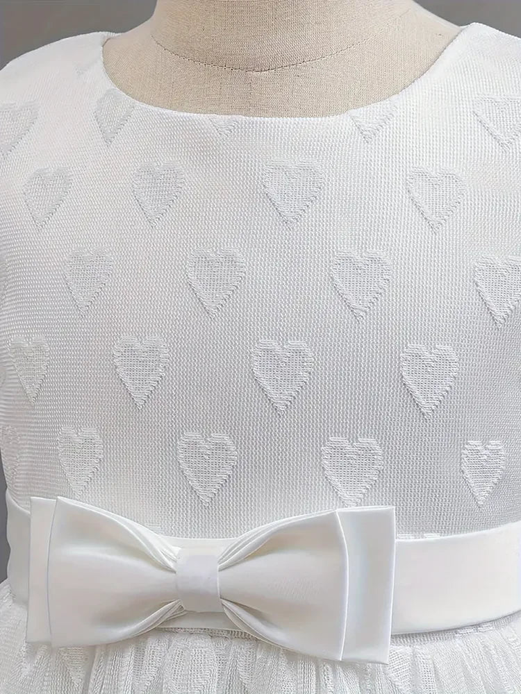 Girls Party Dresses Summer Luxury Elegant Bow Princess Dress Kids Baptism Lace Wedding Vest Birthday Evening Clothes 2-7 Year