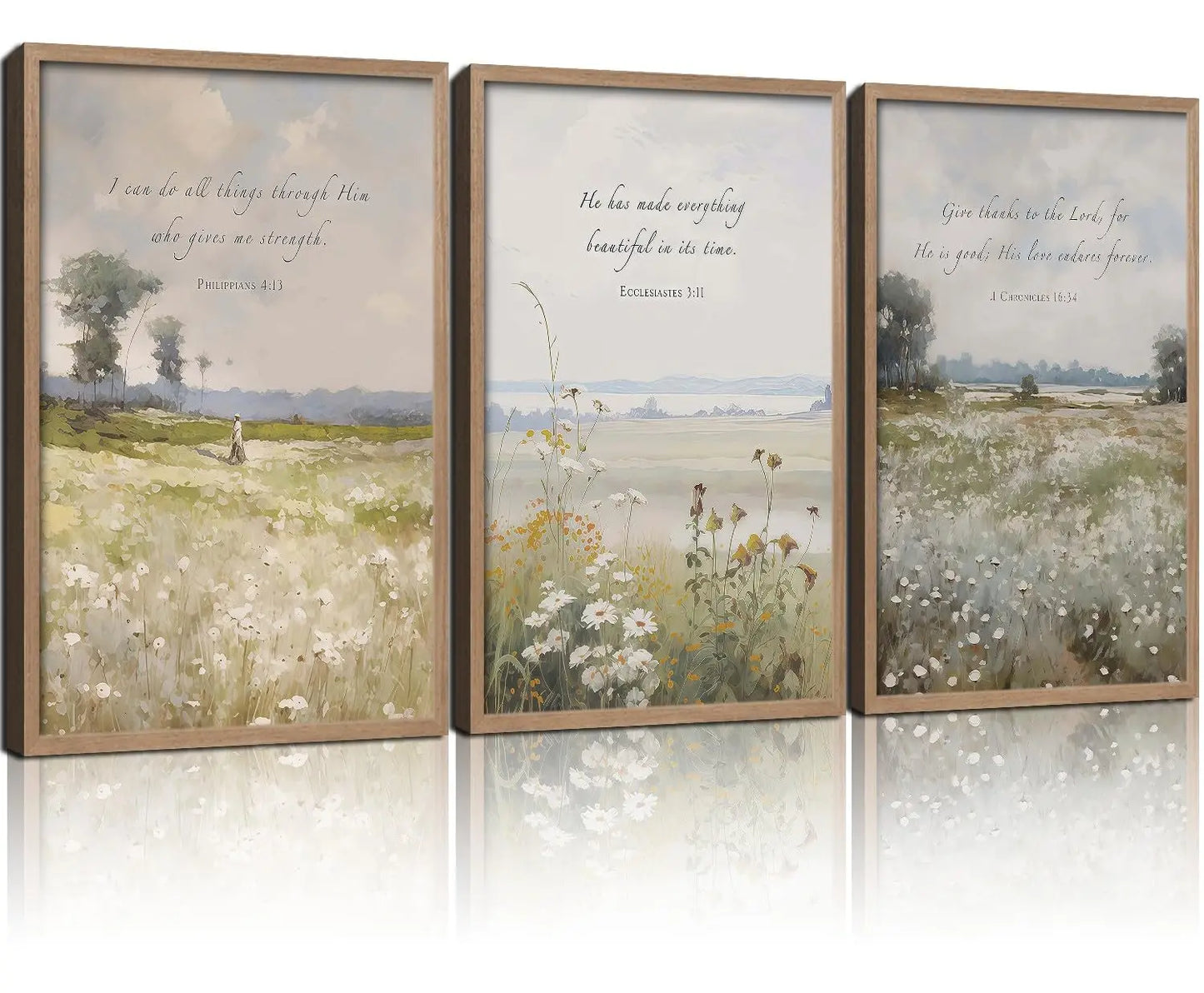 2Pcs Framed Canvas Wall Art Countryside Artwork Prints Landscape Posters Gallery Retro Classic Nature Pictures Home Decor Living Room Bedroom Office Farmhouse 12X16 Inch Ready to Hang