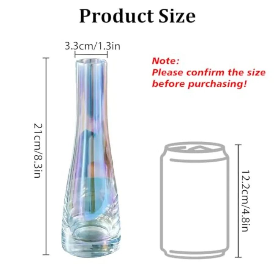 8.3'' Single Flower Vase, Small Glass Bud Vase Clear Single Stem Rose Vase, Colorful Tall Skinny Vases for Flowers Centerpieces