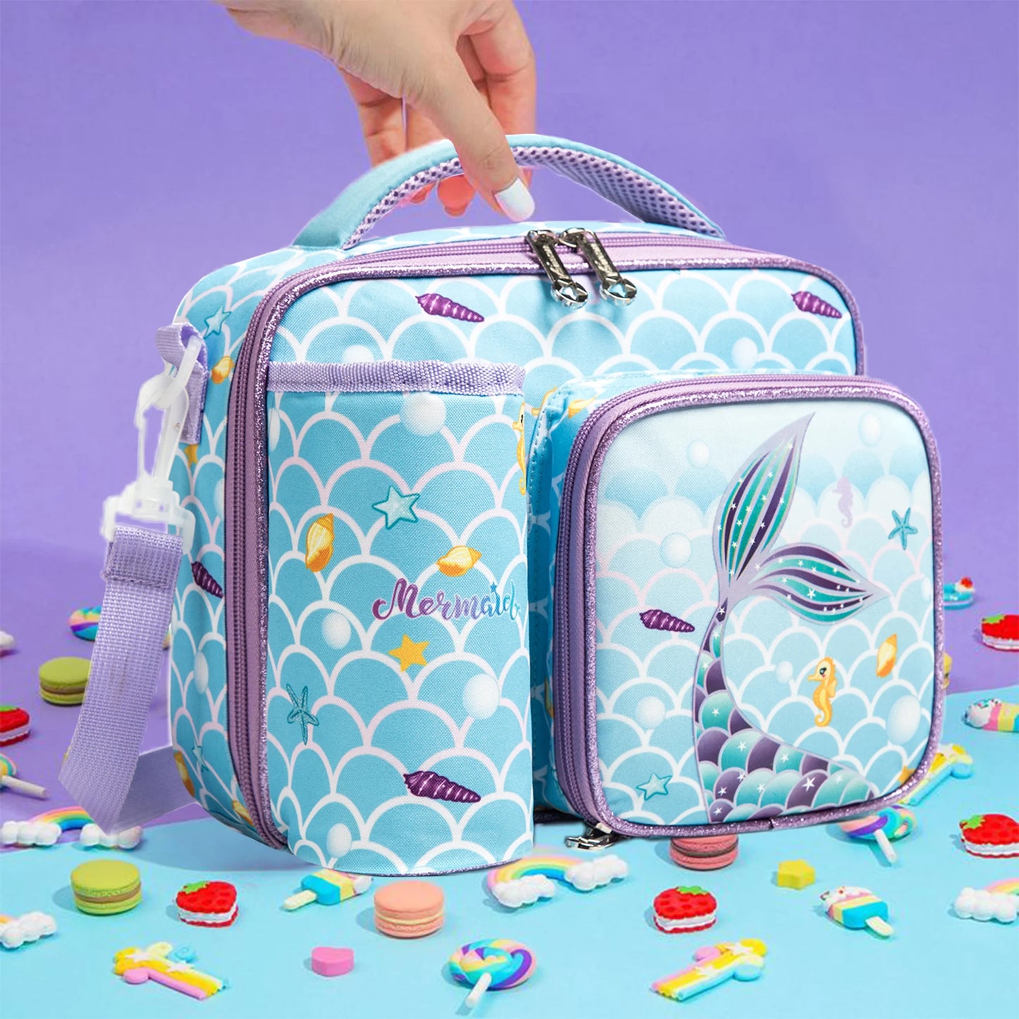 Cute Animal Kids Lunch Box Meal Bag Washable Lunch Bag Reusable Leakproof Bag for School Nursery It's Beautiful for Girls