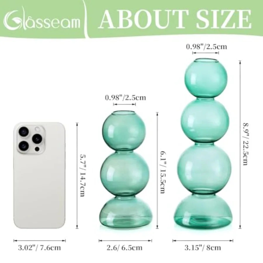Glassseam Glass Vases for Flowers, Bud Vases for Decor, Cute Small Vase, Modern Aesthetic Vase, Unique Round Flower Vase, Decor