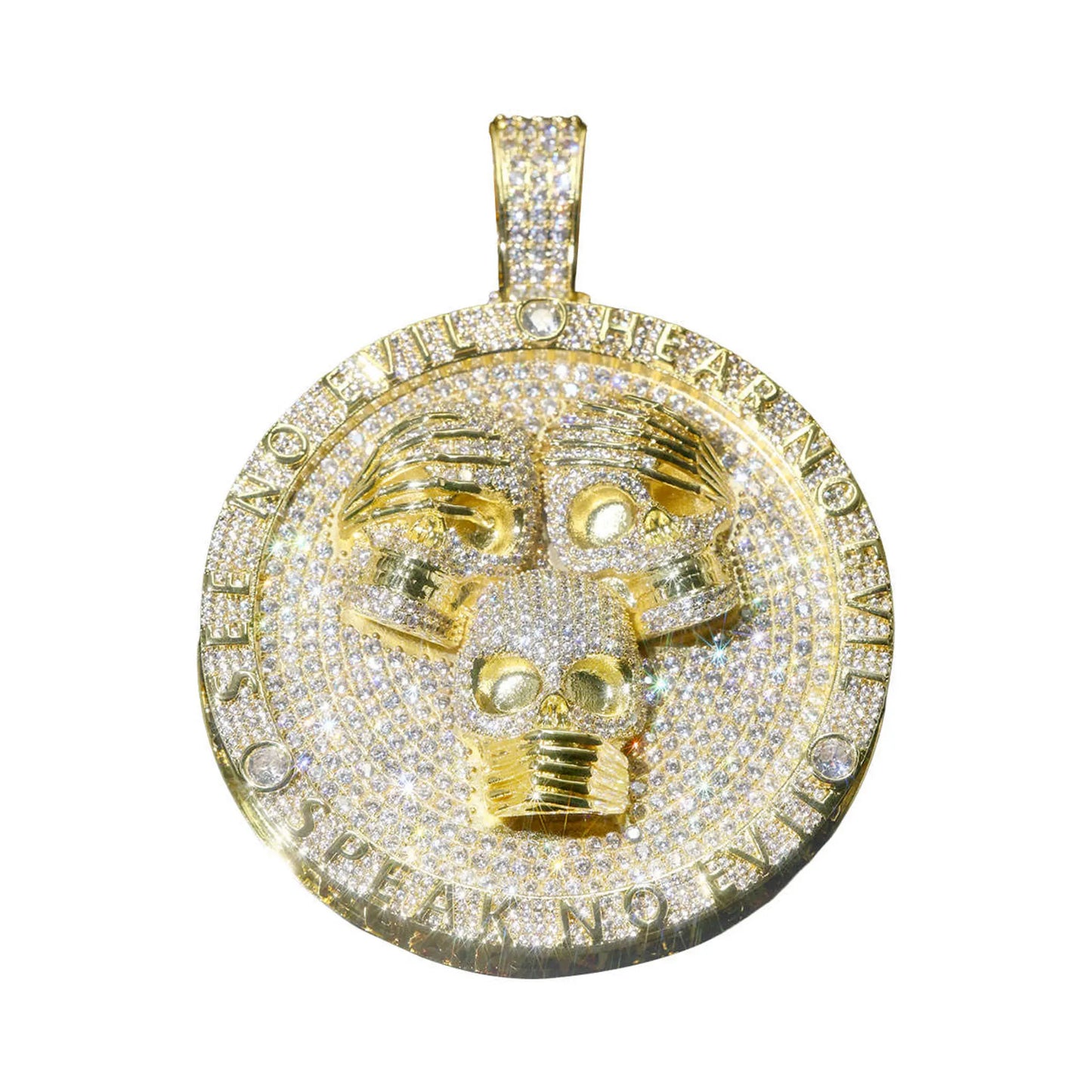 Exquisite Luxury Three Gollum Head Pendants Round Rap Singer Hip Hop Can Pair with Cuban Chain Necklace 3D Pendant Jewelry