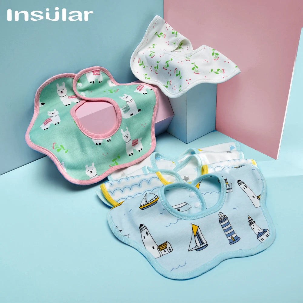 Insular 2pcs Baby Bibs 360 Degree Rotation Muslin Baby Kids Bandana Burp Cloth Soft Newborn Infant Saliva Towel Baby Stuff