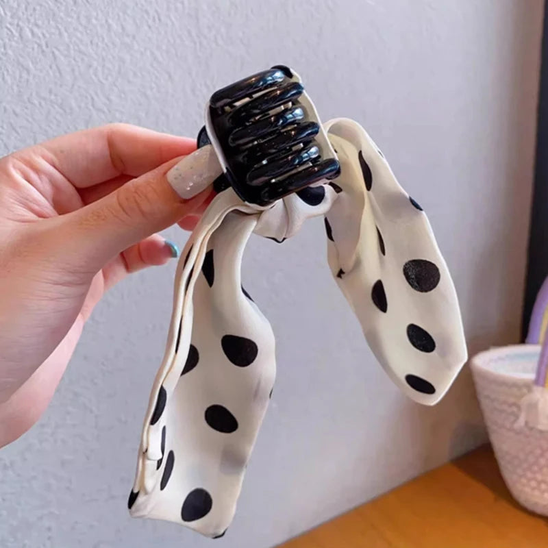 Dot Print Bow Hair Claw For Girl Bowknot Headwear Children High Ponytail Hairpins Sweet Princess Barrettes Kids Hair Accessories hair pins and clips hair pins and clips hair pins and clips