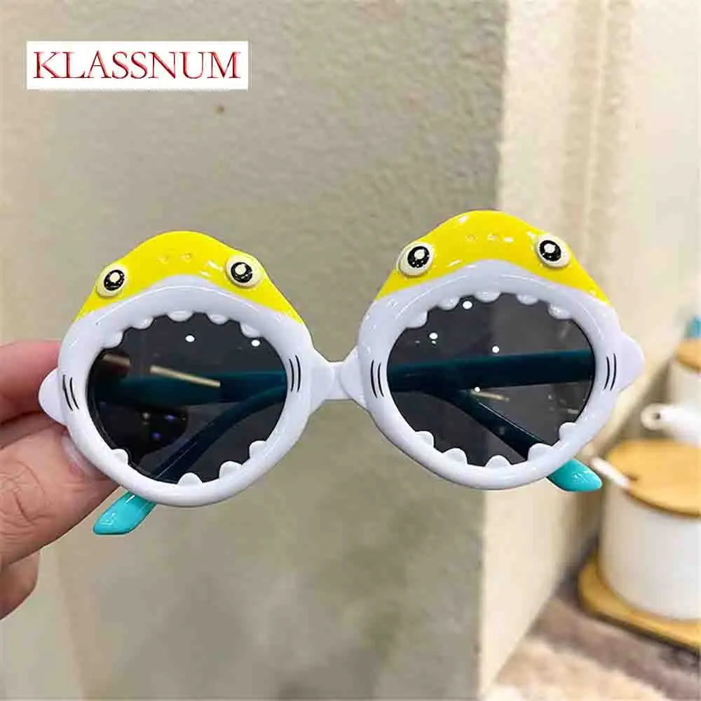 Cartoon Shark Shape Children Sunglasses UV Protection Glasses Fashionable Kids Eyewear Perfect For Children s Photo Props Kids Party Birthday Party Accessory Ideal Outdoor Eyewear For Boys And Girls Aged 3 To 10