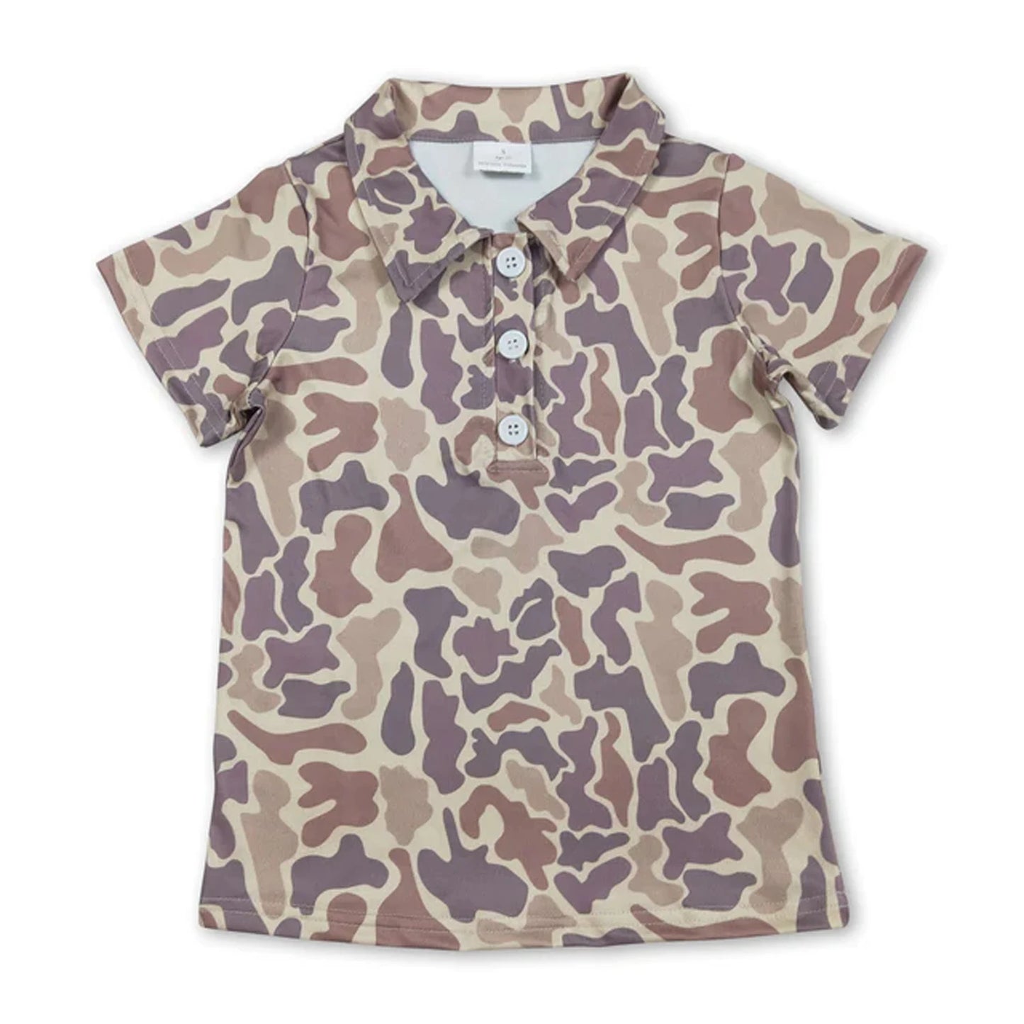 Kids Camo Print Short Sleeve Polo Shirts Soft Stretch Casual Toddler Boys Girls Lapel Tee Summer Children Camouflage Top