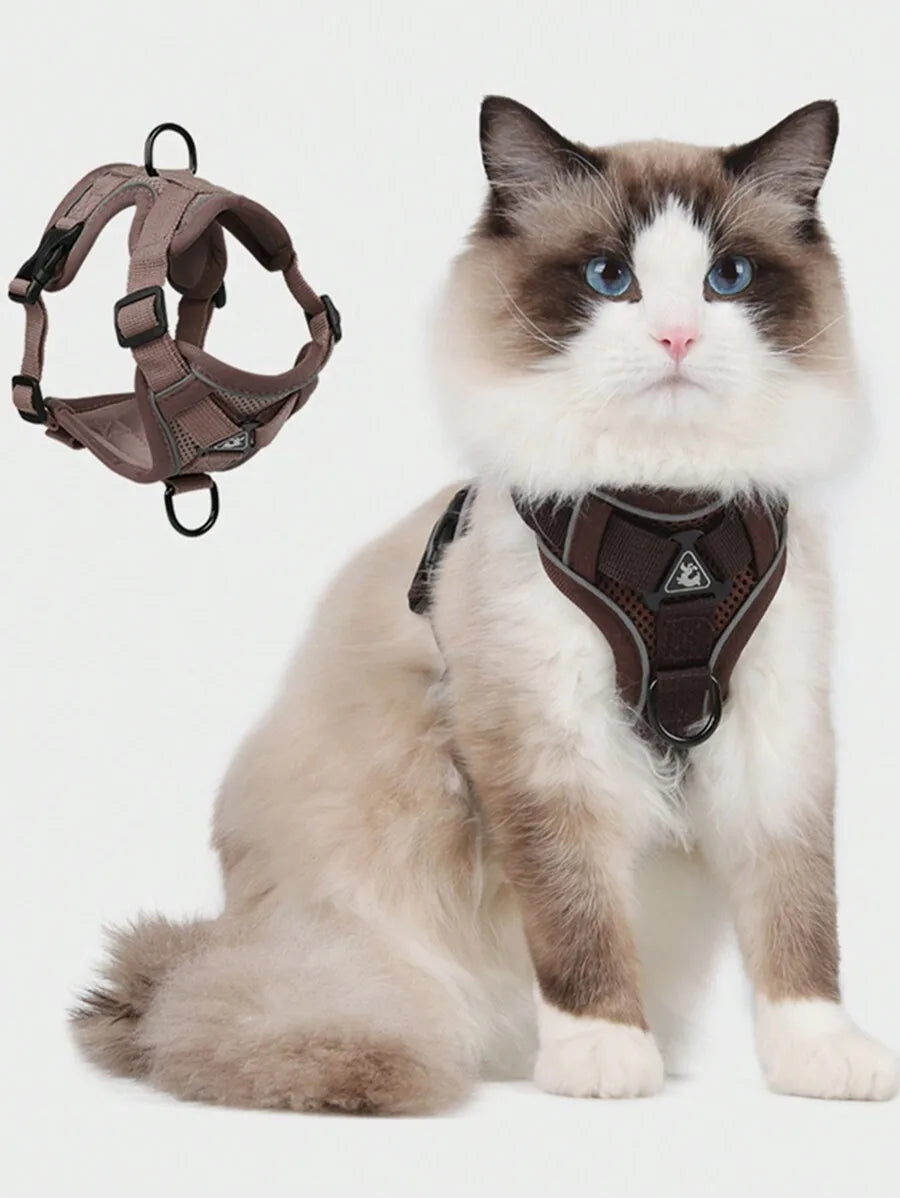 Reflective Pet Harness And Leash Set, Suitable For Dogs & Cats, Escape-Proof Adjustable Small Dog Chest Strap With Soft Mesh