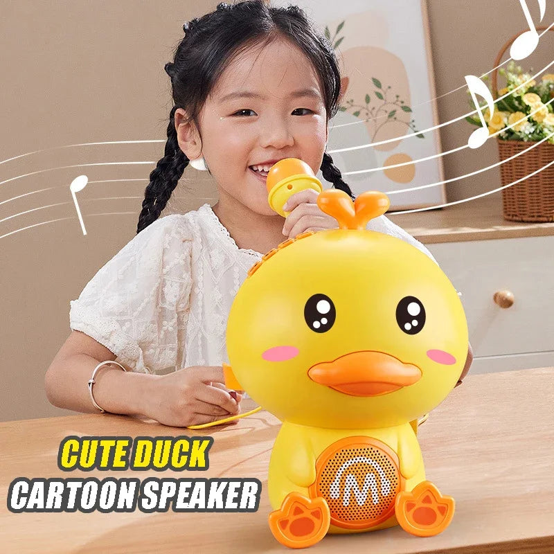 Cute Duck Singing Vocal Toys with 2 Mocrophone Bluetooth Karaoke Portable Speaker Sound Early Education Machine Children Gift