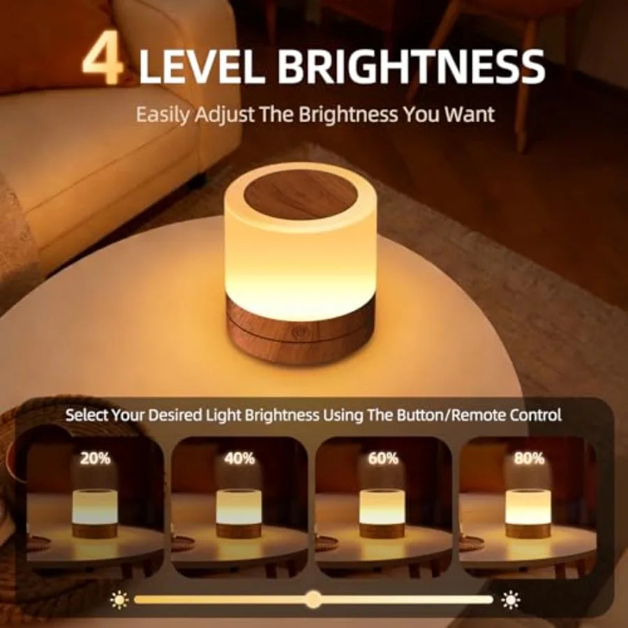 Portable Night Light for,USB Rechargeable Small Desk Lamp, 13 RGB Colors and 4 Brightness and 1 Remote, Touch Bedside Table Lam
