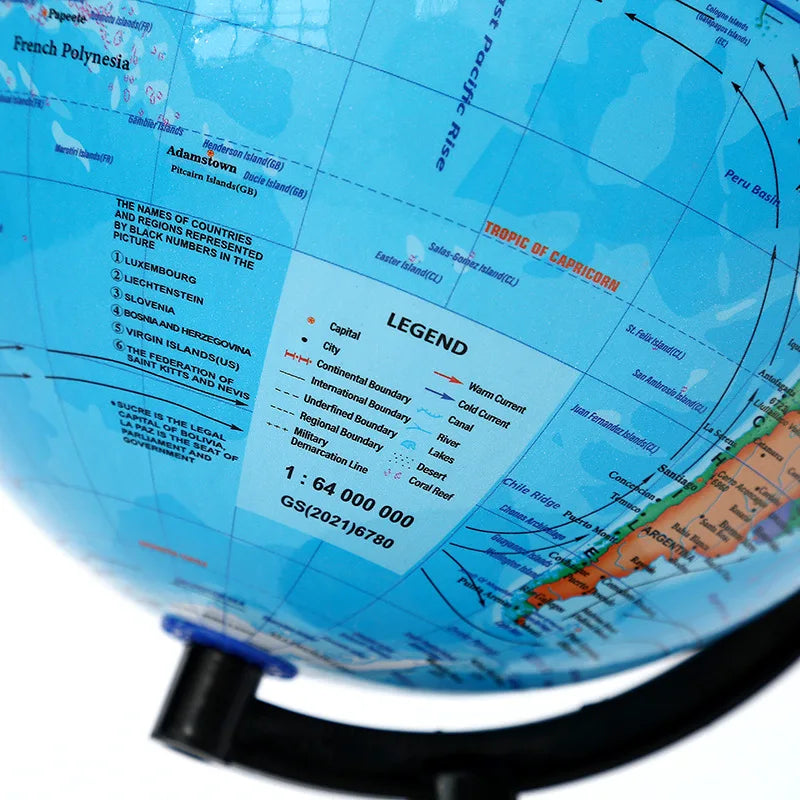 1pc Educational Globe for Teaching, HD English World Map with 360° Rotation, Standard Desktop Geography Learning Tool