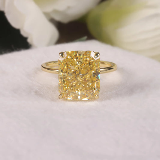 GEM'S BALLET Diamond-fire CZ- Fancy Light Yellow Engagement Rings in 925 Sterling Silver Handmade Cocktail Ring Gift For Her