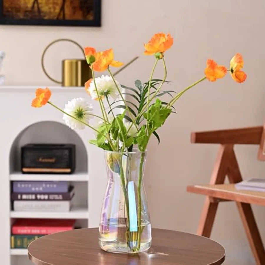 8 inch Glass Flower Vases for Centerpiece Table Home Indoor Desk Decor, Inch Modern Boho Style Vase for Wedding Housewarming Gi
