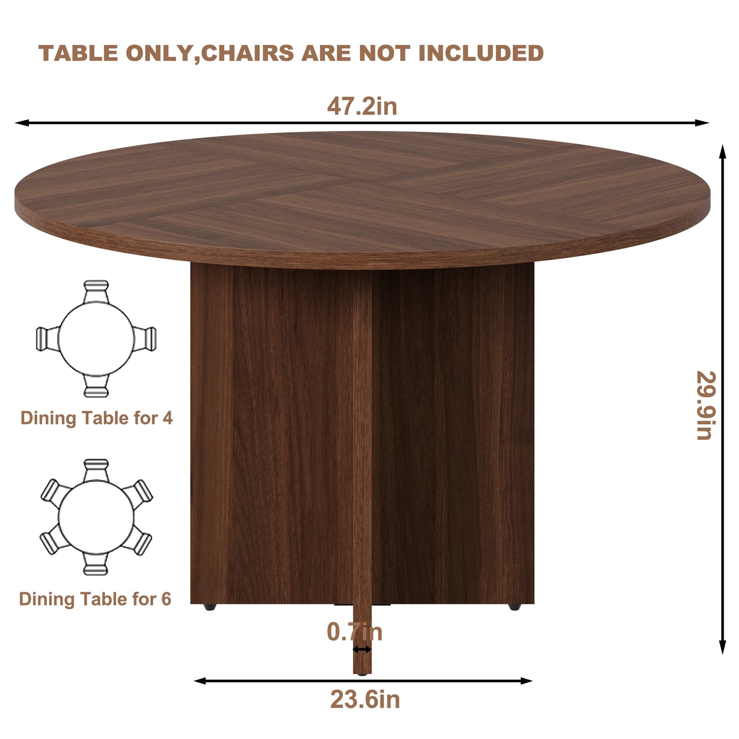 120CM Wooden Dining Table Nordic Study Lounge Garden Designer Dining Table Writing Service Mesas De Jantar Kitchen Furniture for 4-6 People Brown