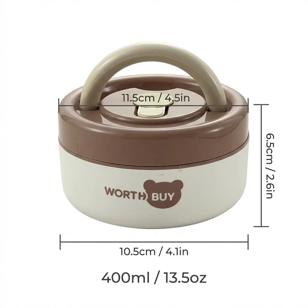 304 Stainless Steel Insulated Lunch Box With Handle Portable  Leak-proof Double Layer Bento Box For Kids Students Microwave Safe