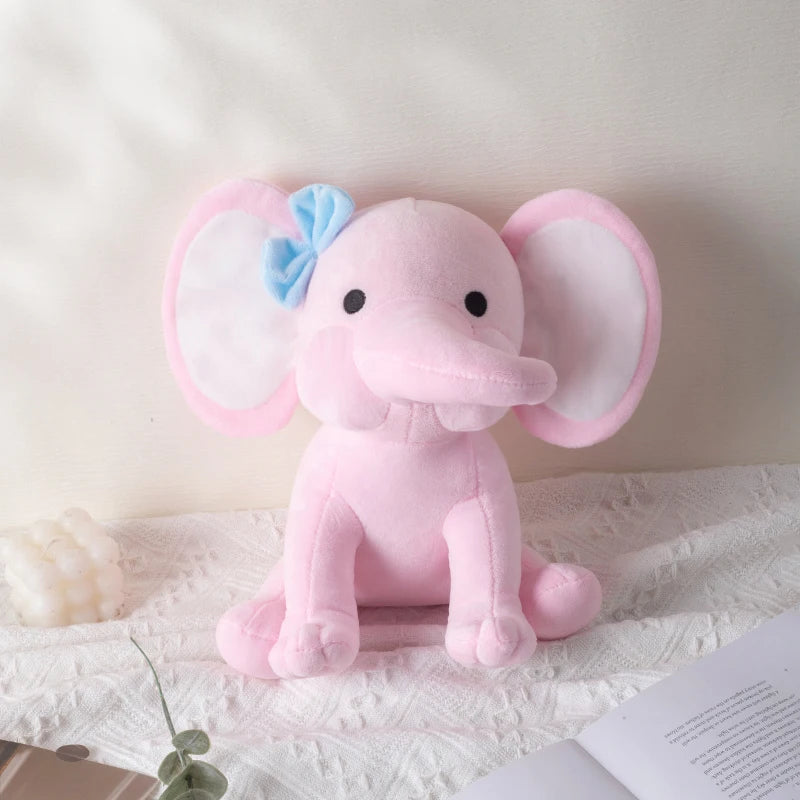 25cm/9.84in Soft Elephant Plush Stuffed Animal - Cute Fluffy Colorful Plush Toy (Multiple Colors: Pink/Blue/Purple/Rainbow) - Id