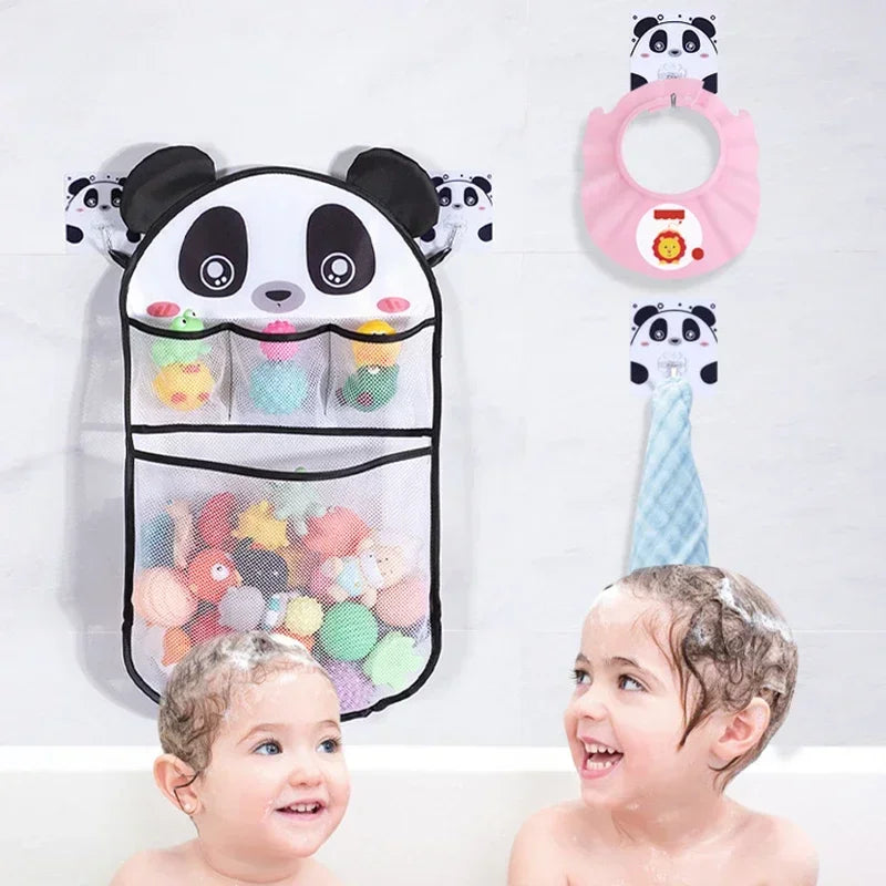 Cartoon Animal Shower Hanging Basket Cute Mesh Bag Bathroom Storage Organizer Holder for Children Baby Bath Water Toy Net Pouch