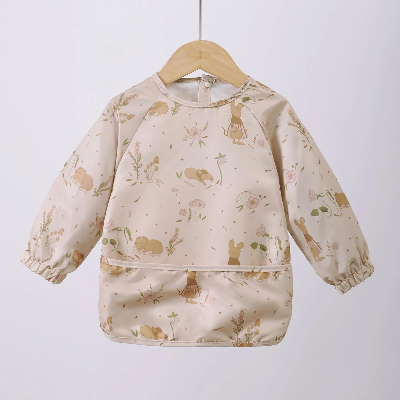 Danish children's long sleeved reverse dressing baby eating clothes bib super soft waterproof baby eating bag anti dirty feeding