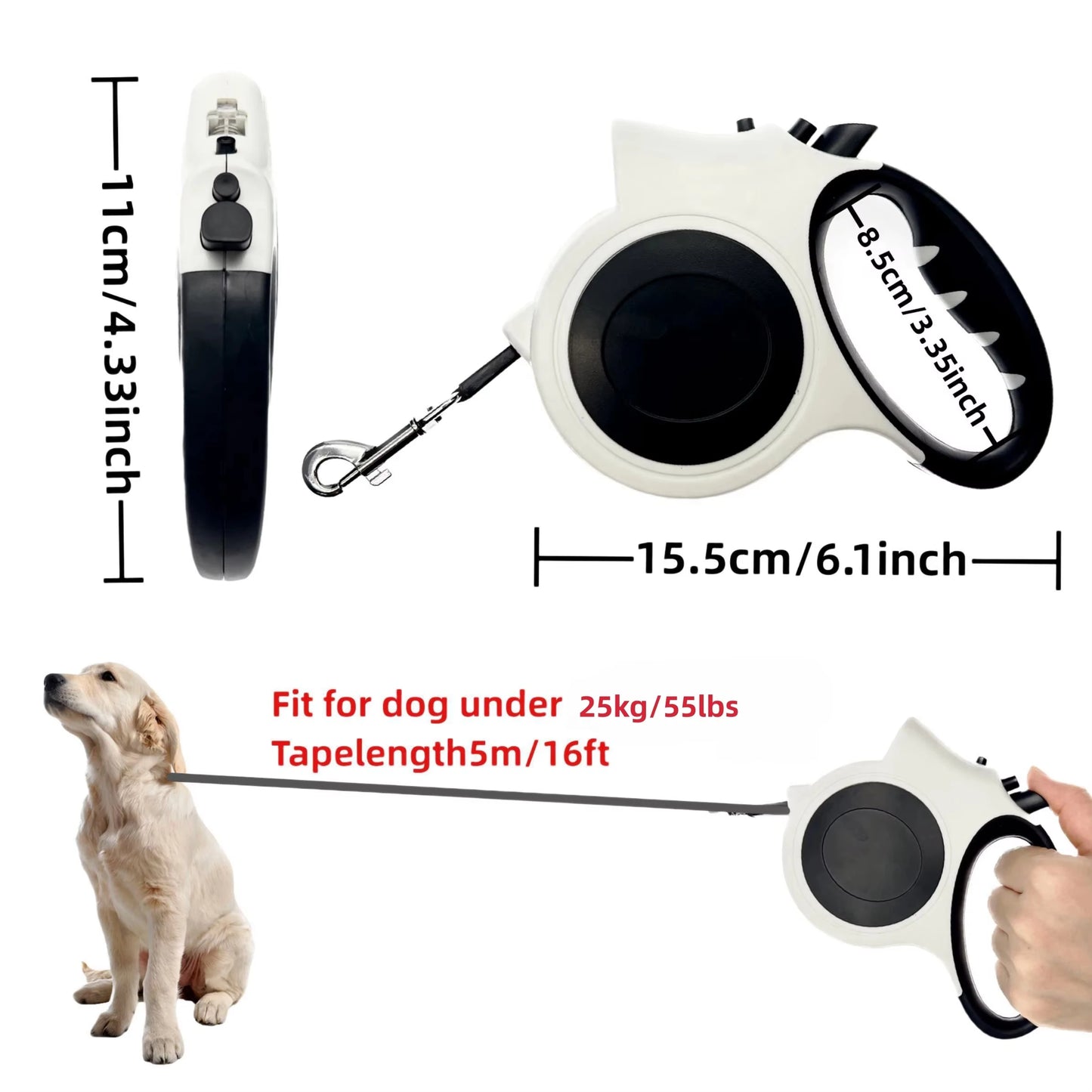Led Light Retractable Dog Leash for Small to Medium Dogs – Extends Up to 16ft for Night Walks