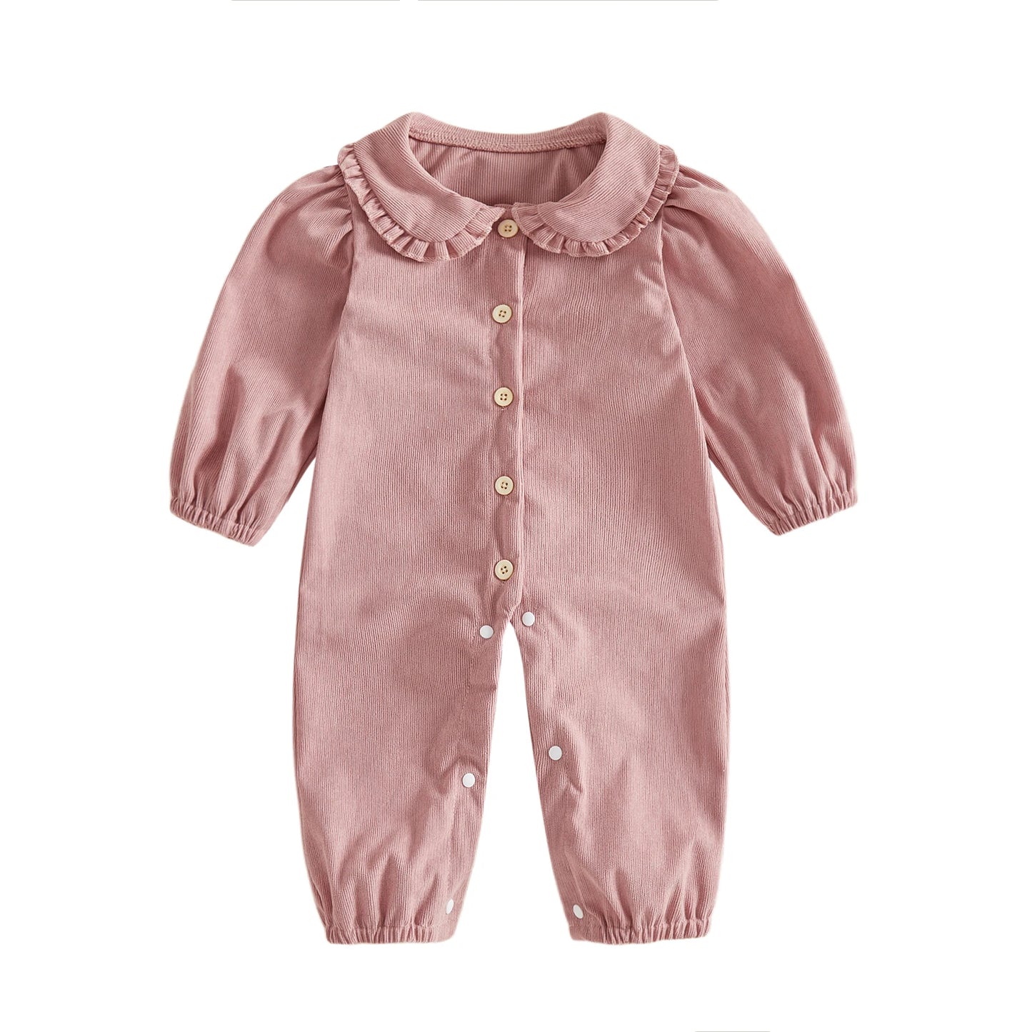 Infant Girl Collar Solid Color Romper Puff Long Collar Jumpsuit Doll Girl-Romper Puff Long Infant Girl Romper