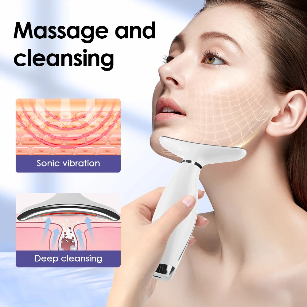 7 Colors LED Lights Face Neck Beauty Device Vibration Massage Improve Neck Lines Home Use Face Lifting Machine