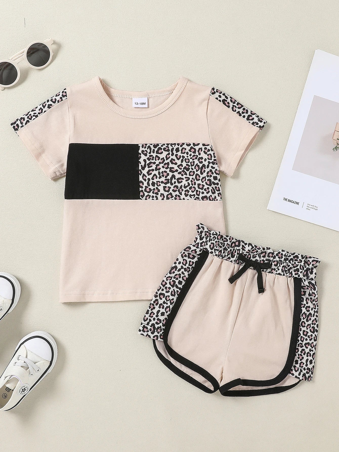 Toddler Baby Girl Clothes 12M-5T Cute Summer Outfits Short Sleeve T-shirt Tops Leopard Camo Printed Shorts Set