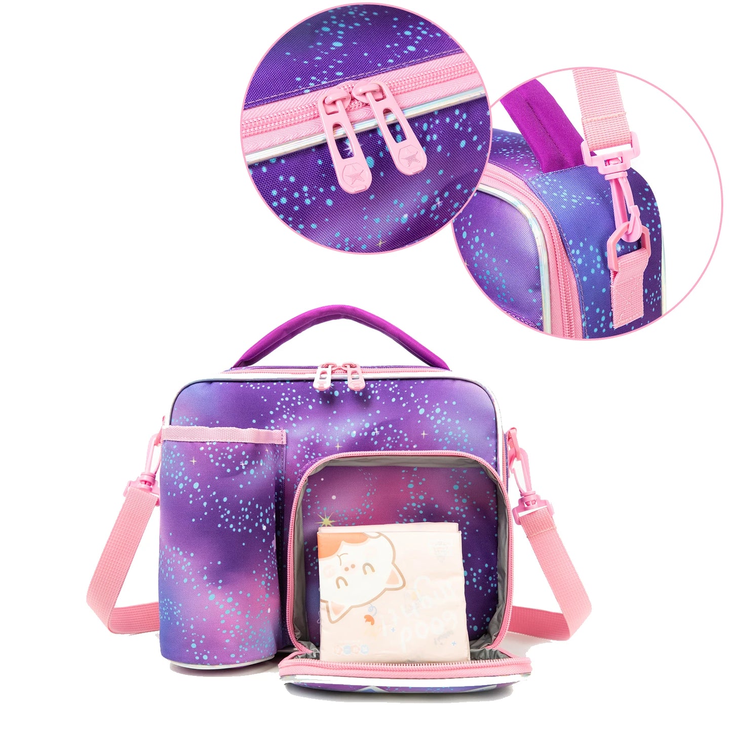 MYHSBYO Cute Animal Kids Lunch Bag Set Washable Lunch Bag Reusable Leakproof Bag for School & Nursery It's Beautiful for Girls