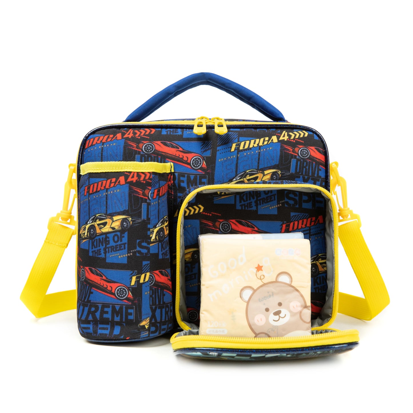MYHSBYO Primary School Lunch Bags for Boys Complete Kit Handbags for Boys Lunch Box with Bottle Pockets Lunch Accessories for Kids