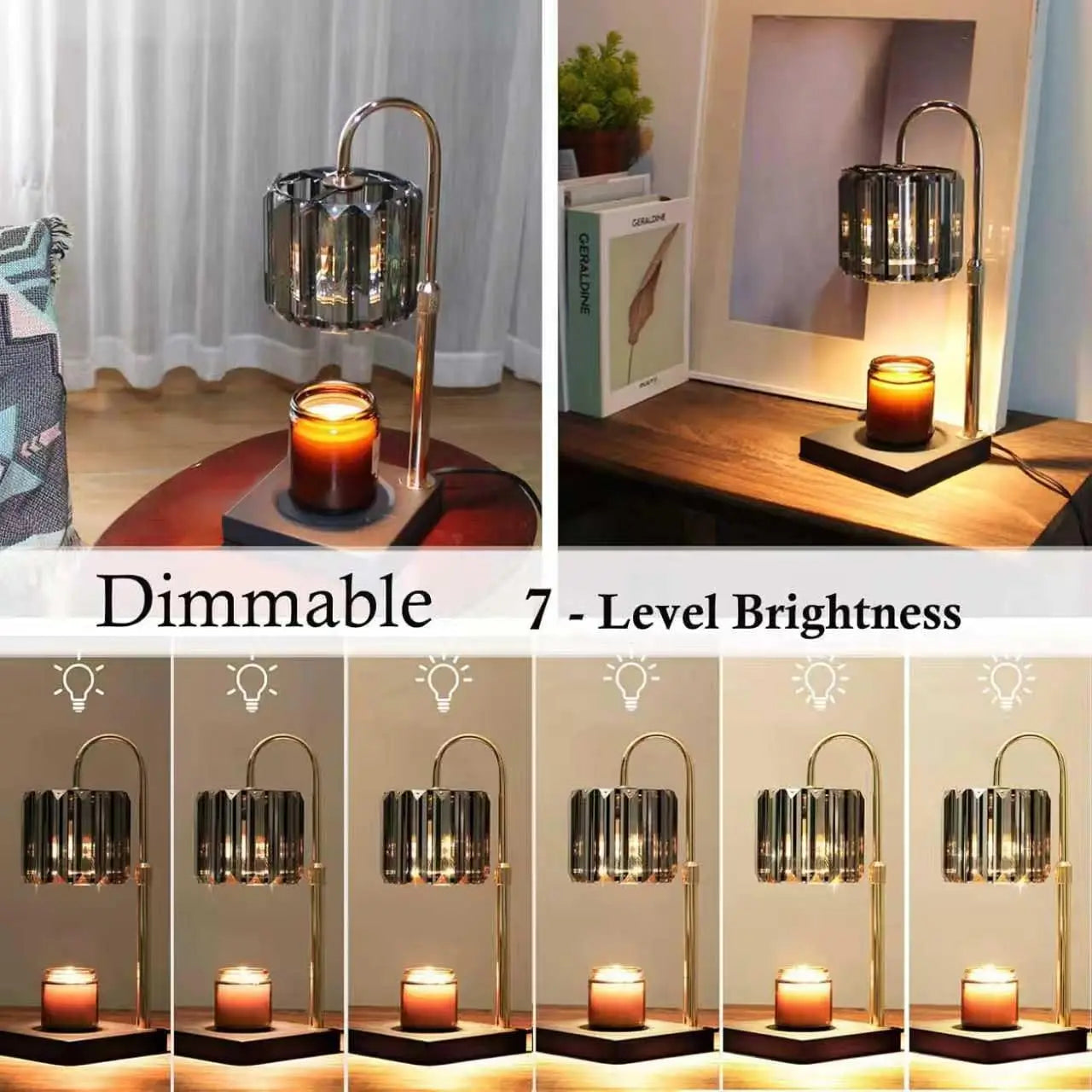 Candle Warmer Lamp with Timer Dimmable Height Adjustable for Home Decor Gift for Women Mom Black