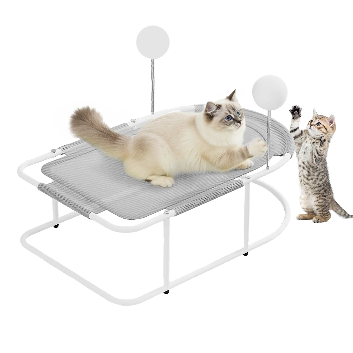 Free-Standing Elevated Cat Bed With Washable Breathable Mesh for Pets (Grey)