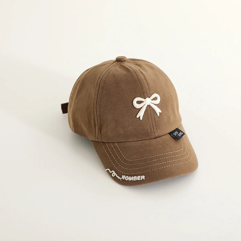 1-4Year Children Bow Duck Tongue Hat Solid Color Kids Baseball Hat Fashion Baby Outing Sunshade Visor Boy Girl Cotton Peaked Cap