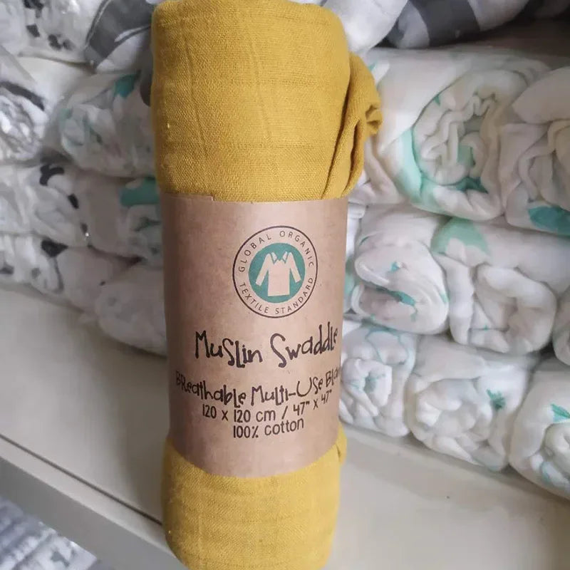 Baby Swaddle Bamboo Cotton Blanket Wrap Gauze Feeding Scraf Burp Cloths Bath Towel Baby Swaddle Small Size Solid Color BabyStuff