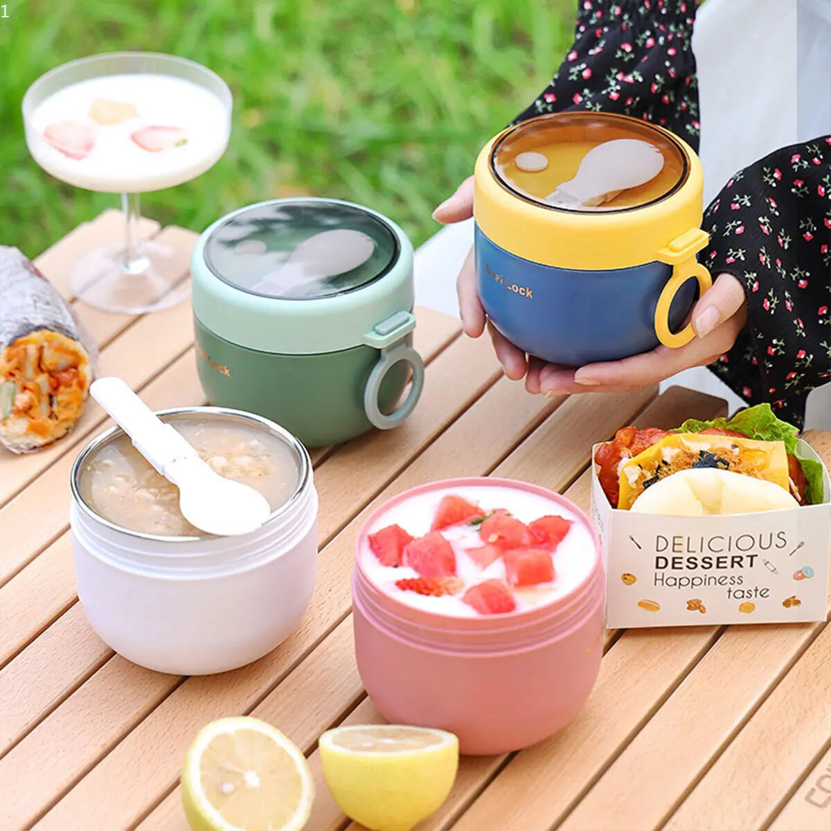 600ML Stainless Steel Lunch Box Hot Food Flask Soup Storage Vacuum Thermal Jar Thermos Containers Bento Lunch Box for Kids